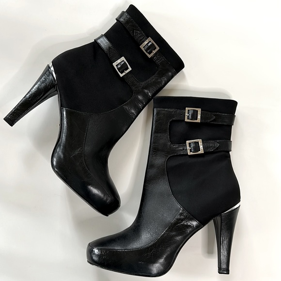 Armani Jeans Black Heeled Boots - Picture 2 of 12
